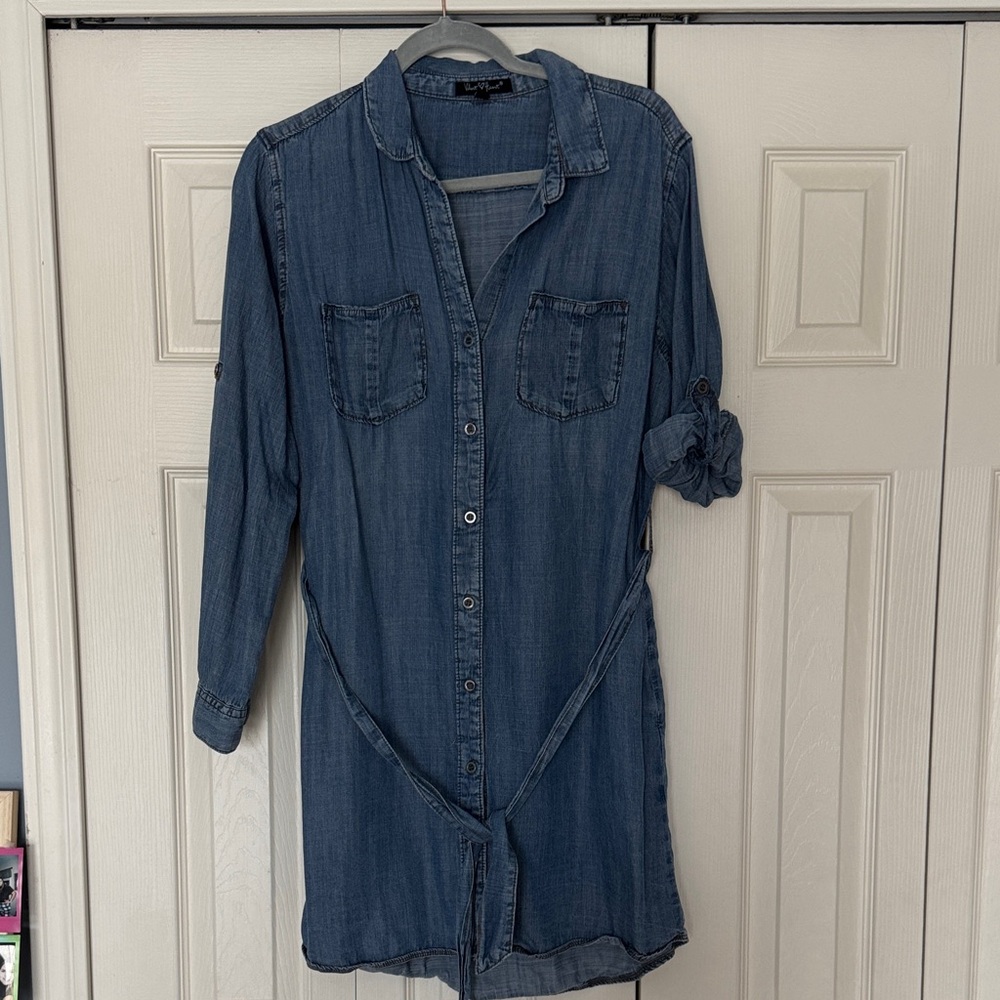 Denim Button-Up Mini Dress